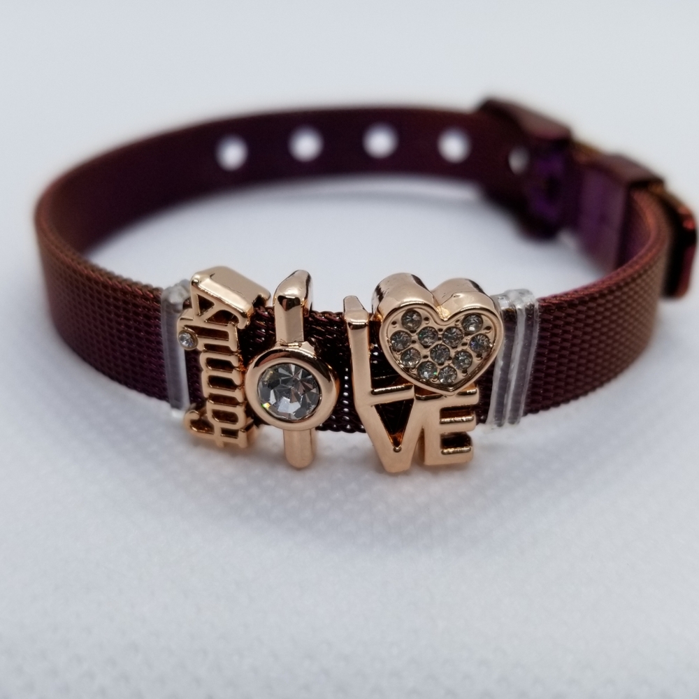 🧡5⭐ Family Charm Purple Mesh Bracelet